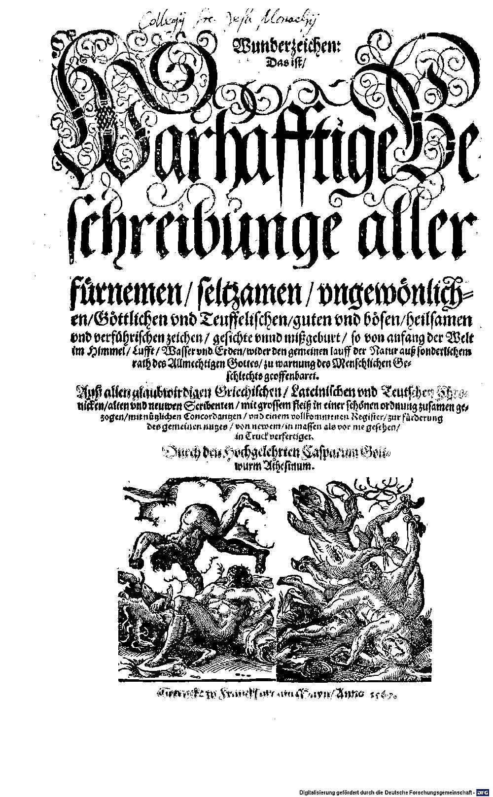 Goldwurm, Kaspar: Wunderzeichen Franckfurt am Mayn 1567 (2 Phys.m. 8)