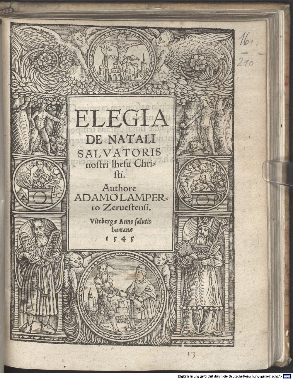Lampertus, Adamus: Elegia de natali salvatoris nostri Ihesu Christi Viteberga 1545 (4 L.impr.c.n.mss. 1024#Beibd.16)