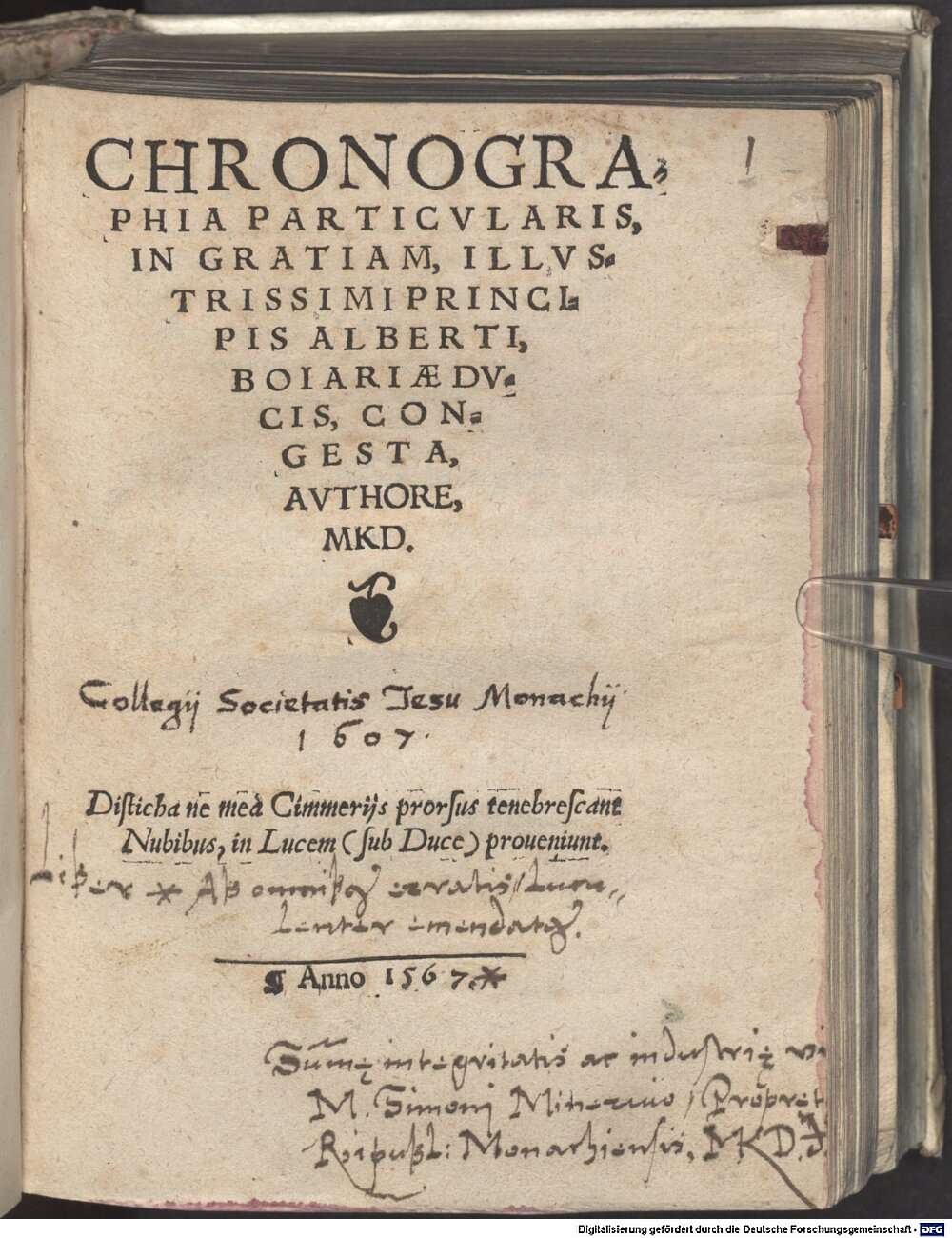 Klostermair, Martin: Chronographia Particvlaris Monachii 1567 (Res/4 L.eleg.m. 193#Beibd.1)
