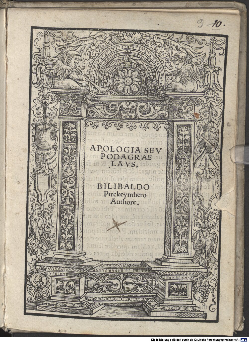 Pirckheimer, Willibald: Apologia seu Podagrae Laus Nurenberg 1522 (Res/4 A.lat.a. 715#Beibd.9)