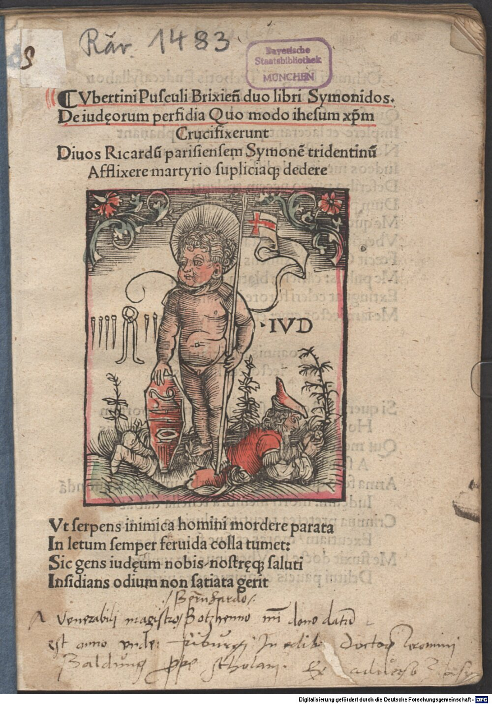 Pusculus, Ubertinus: Duo libri Symonidos Augusta Vindelicorum 1511 (Rar. 1483)