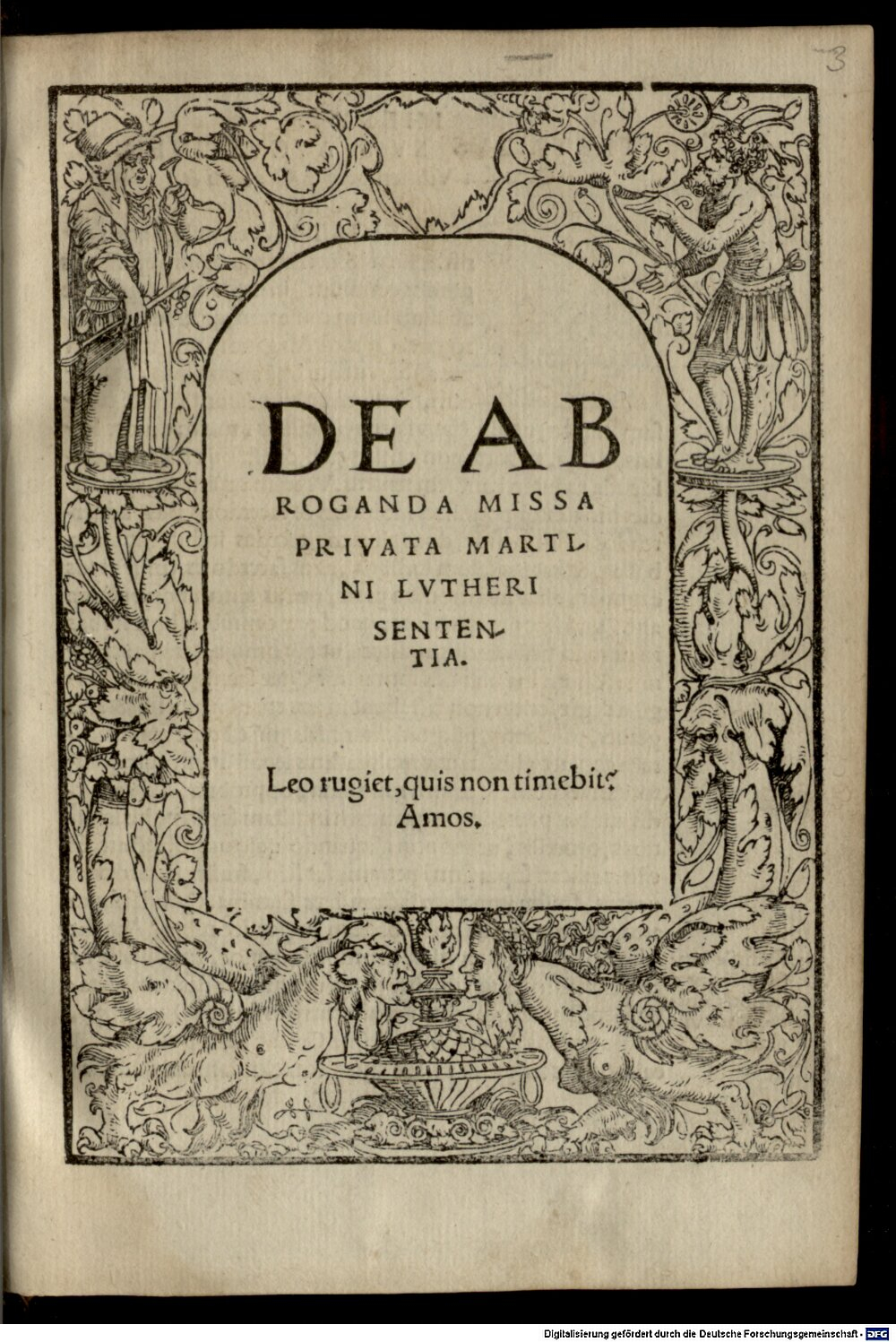 Luther, Martin: De Abroganda Missa Privata Martini Lvtheri Sententia VVittembergae 1522 (4 A.gr.b. 969#Beibd.3)