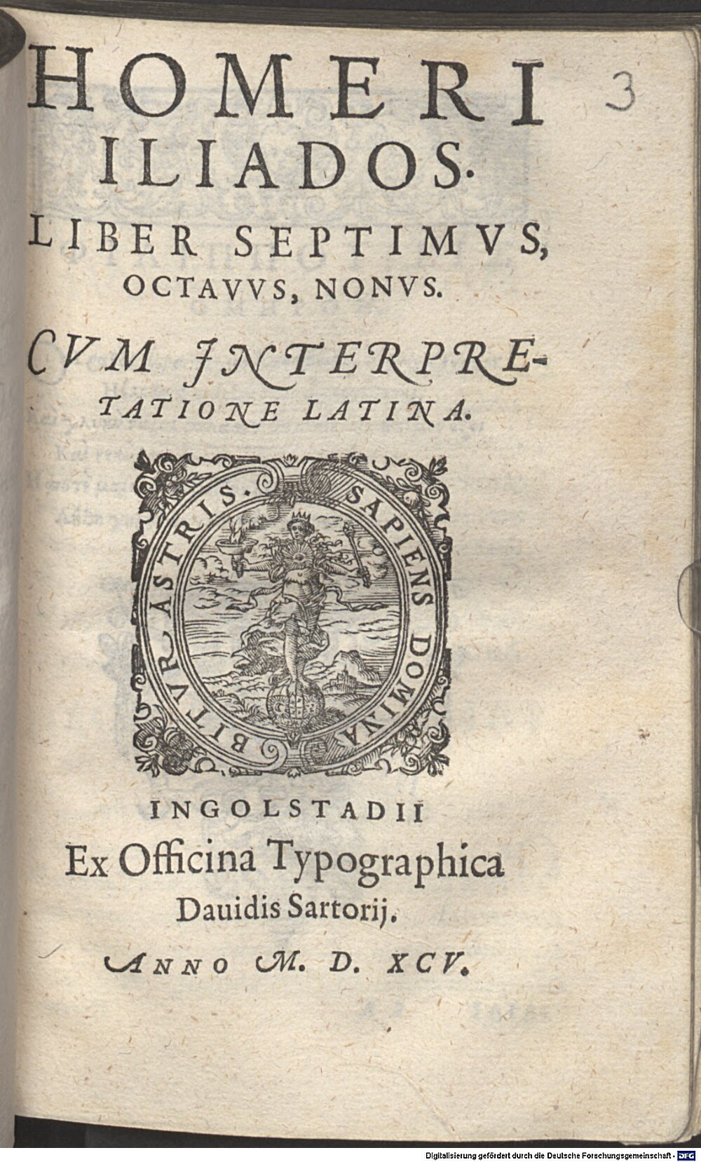 Homerus: Ilias Ingolstadii 1595 (A.gr.a. 1056#Beibd.3)