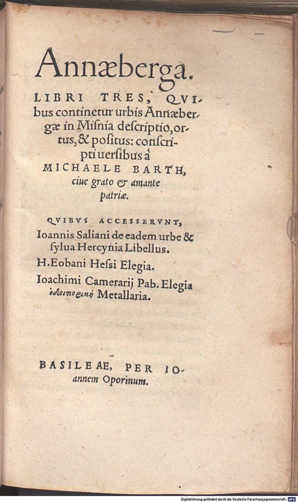 Barth, Michael: Annaeberga Basilea 1557 (A.gr.a. 1666#Beibd.4)