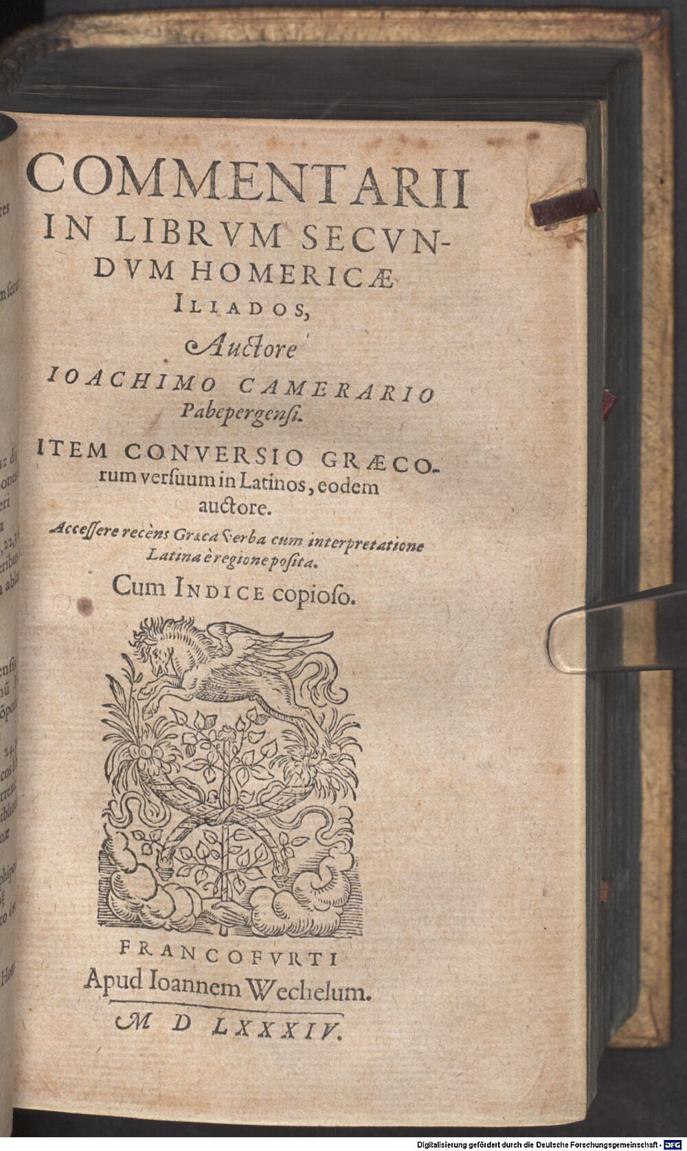 Homerus: Commentarii In Librvm Secvndvm Homericae Iliados Francofvrti 1584 (A.gr.a. 1207#Beibd.1)