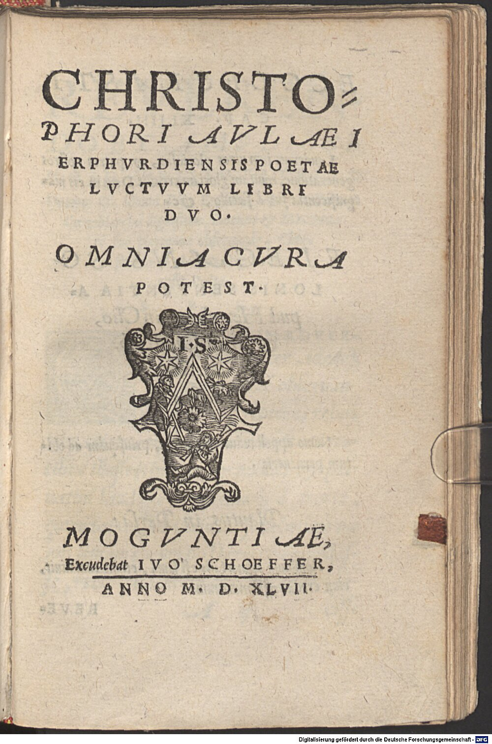 Aulaeus, Christophorus: Luctes Moguntia 1547 (A.gr.a. 2063#Beibd.3)