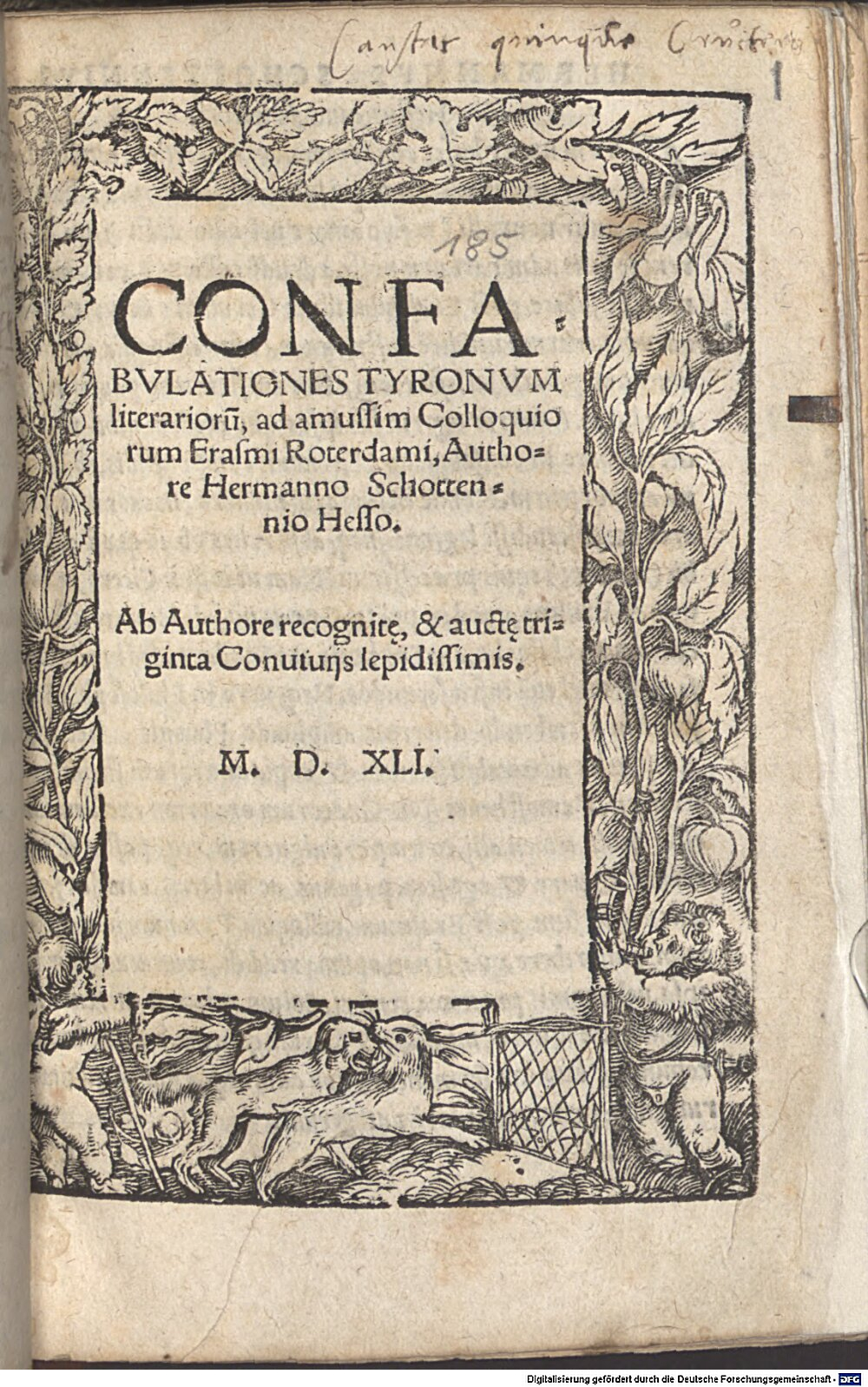 Schottenius, Hermann: Confabulationes tyronum litterariorum Augusta Vindelicorum 1541 (A.gr.b. 230#Beibd.1)