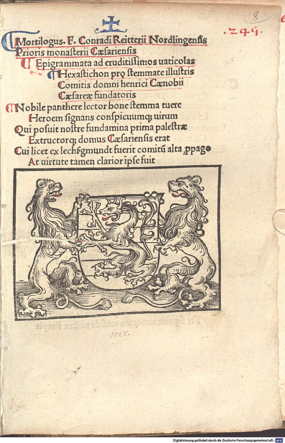 Reitter, Conrad: Epigrammata Augusta 1508 (Rar. 1585#Beibd.8)