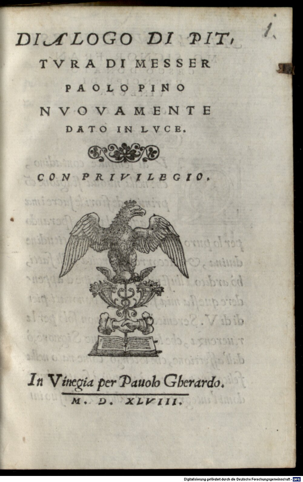 Pino, Paolo: Dialogo di Pittura Vinegia 1548 (Res/Art. 2#Beibd.1)