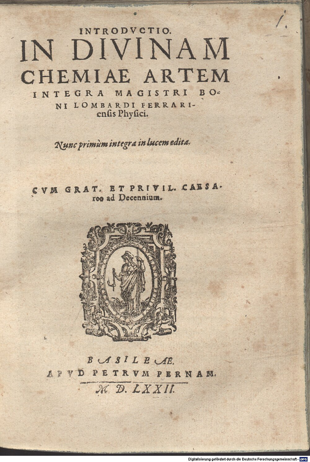Bonus, Petrus: Introductio in divinam Chemiae artem Basilea 1572 (4 Alch. 90#Beibd.1)