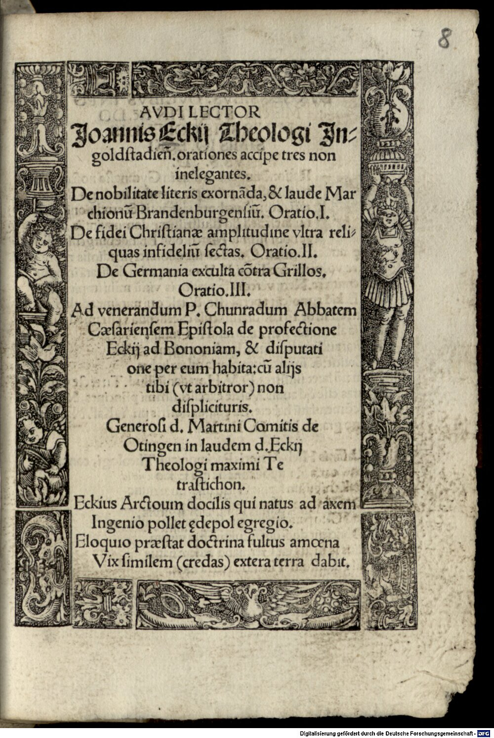 Eck, Johannes: Avdi Lector Joannis Eckij ... orationes accipe tres non inelegantes Augustae 1515 (Res/4 A.lat.b. 113#Beibd.8)
