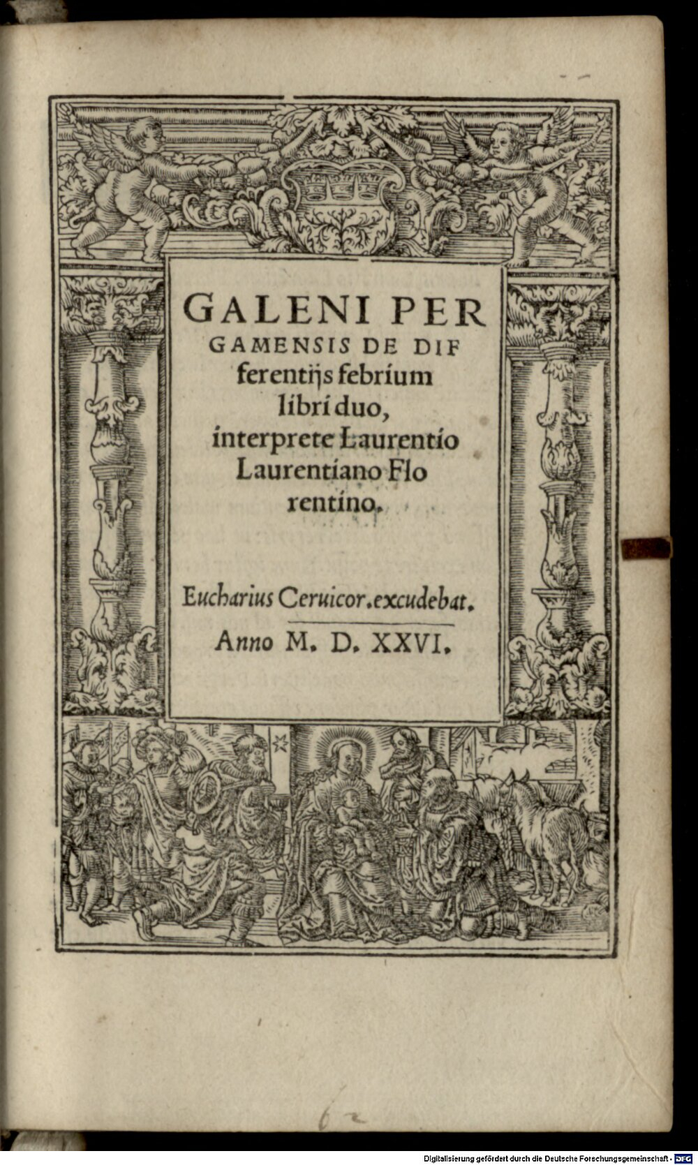 Galenus: De differentiis febrium libri II Colonia 1526 (A.gr.b. 1558#Beibd.1)