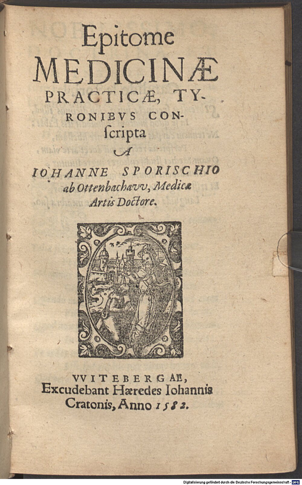 Sporisch, Johann: Epitome medicinae practicae Witeberga 1582 (A.gr.b. 1893#Beibd.1)