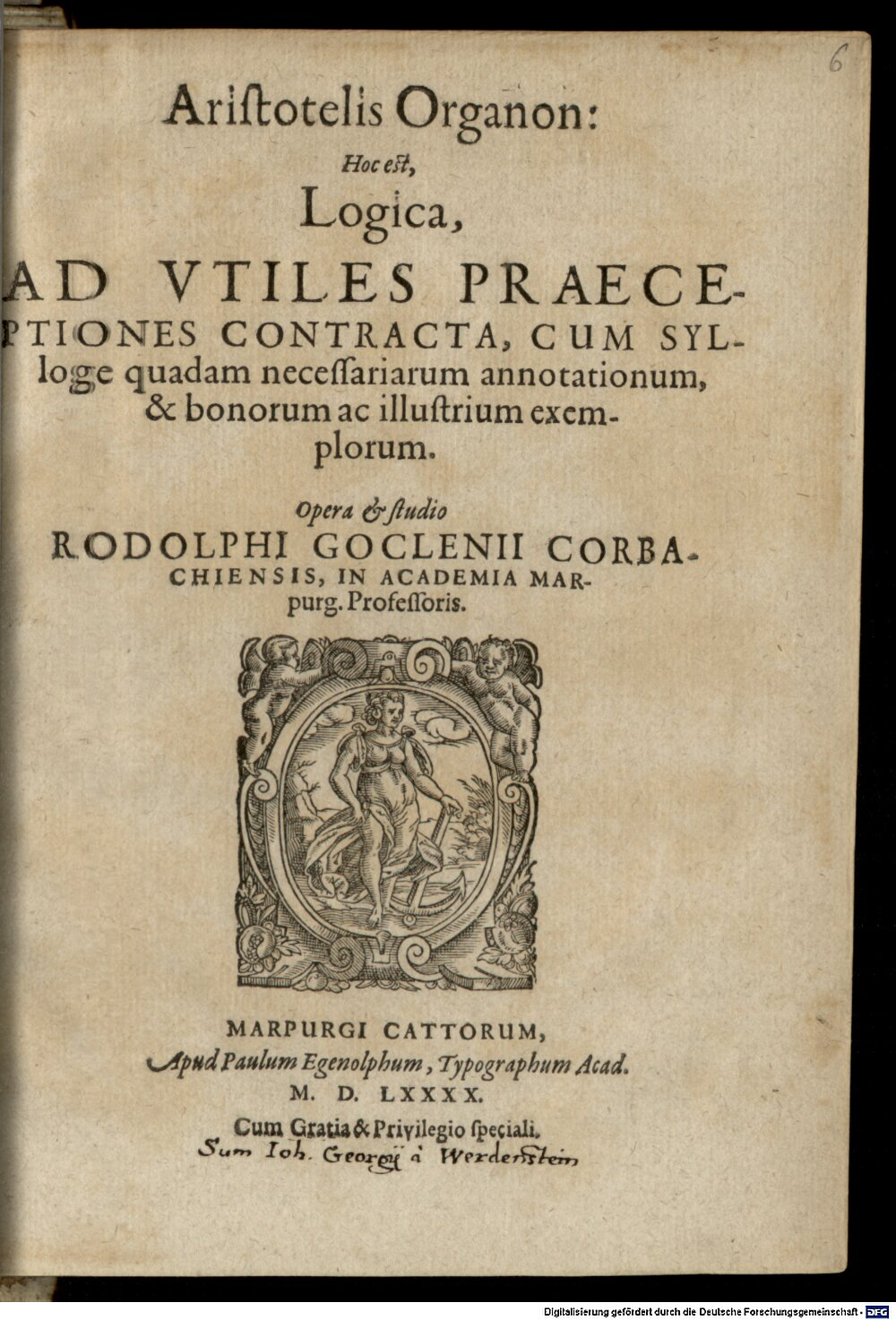 Aristoteles: Organon Marpurgum 1590 (4 A.gr.b. 315#Beibd.6)
