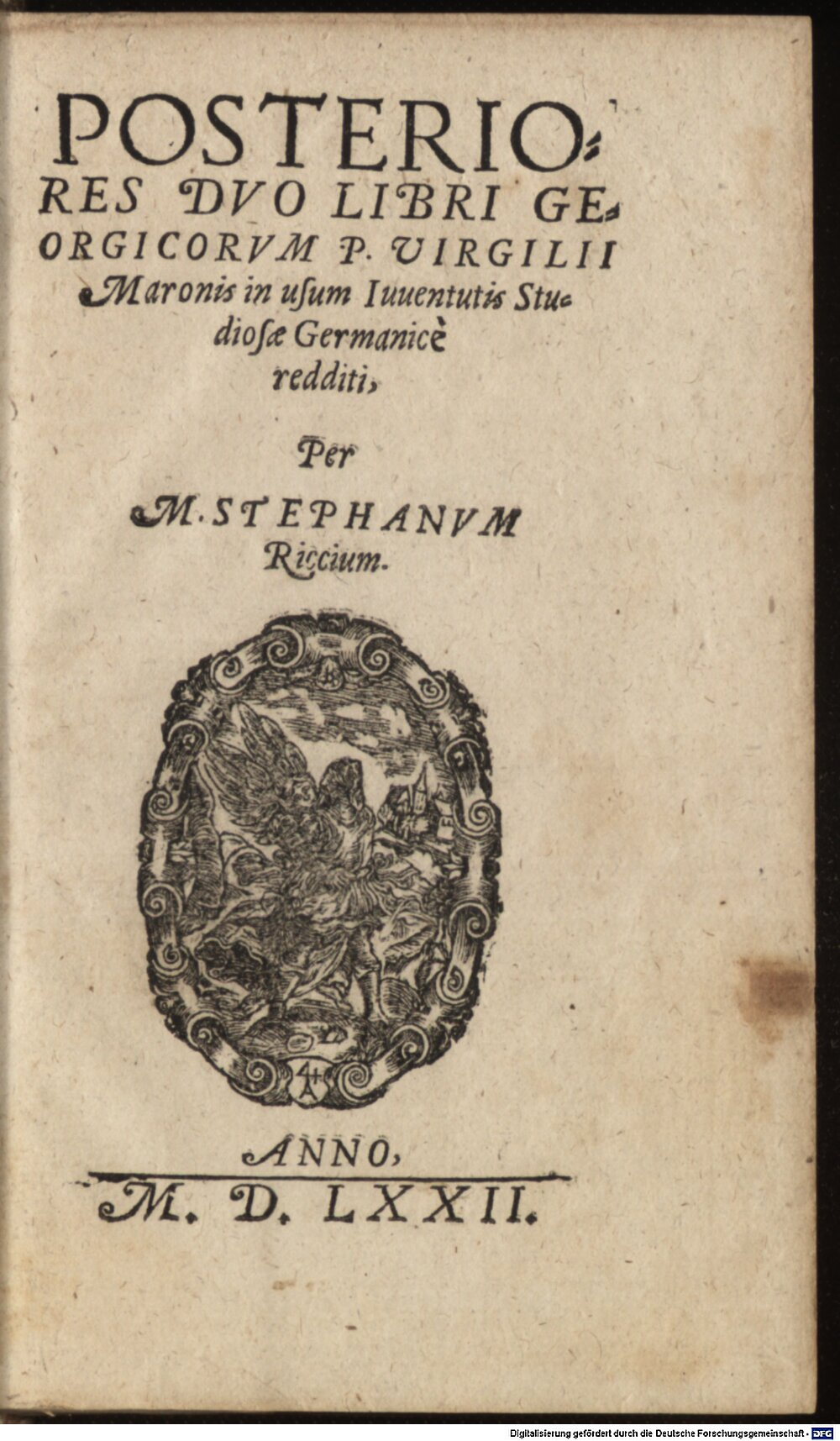 Vergilius Maro, Publius: Posteriores duo Libri Georgicorum Lipsia 1572 (A.lat.a. 2404#Beibd.2)