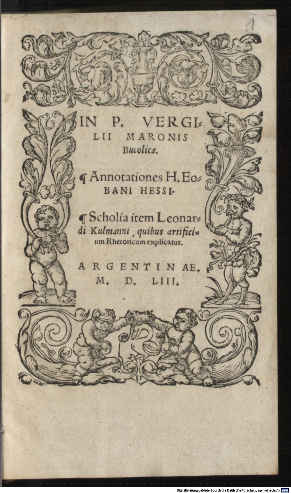 Hessus, Helius Eobanus: In P. Vergilii Maronis Bucolica Argentoratum 1553 (A.lat.a. 1269#Beibd.1)