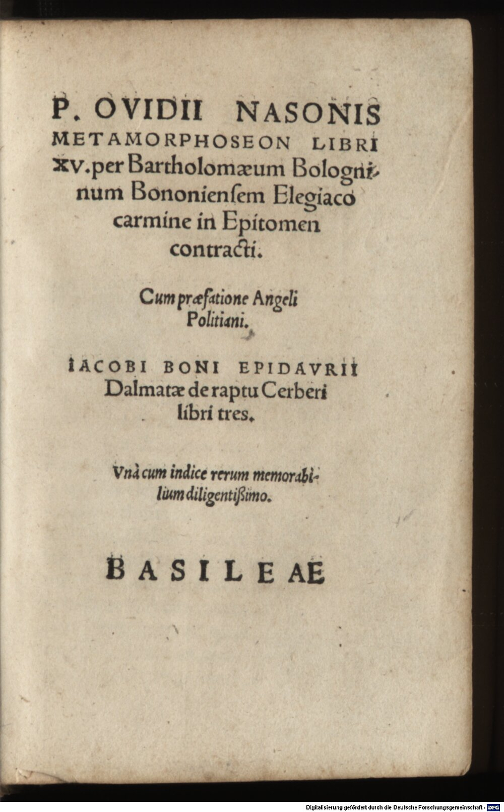 Ovidius Naso, Publius: Metamorphoseon libri XV. Basilea 1538 (A.lat.a. 2371#Beibd.1)