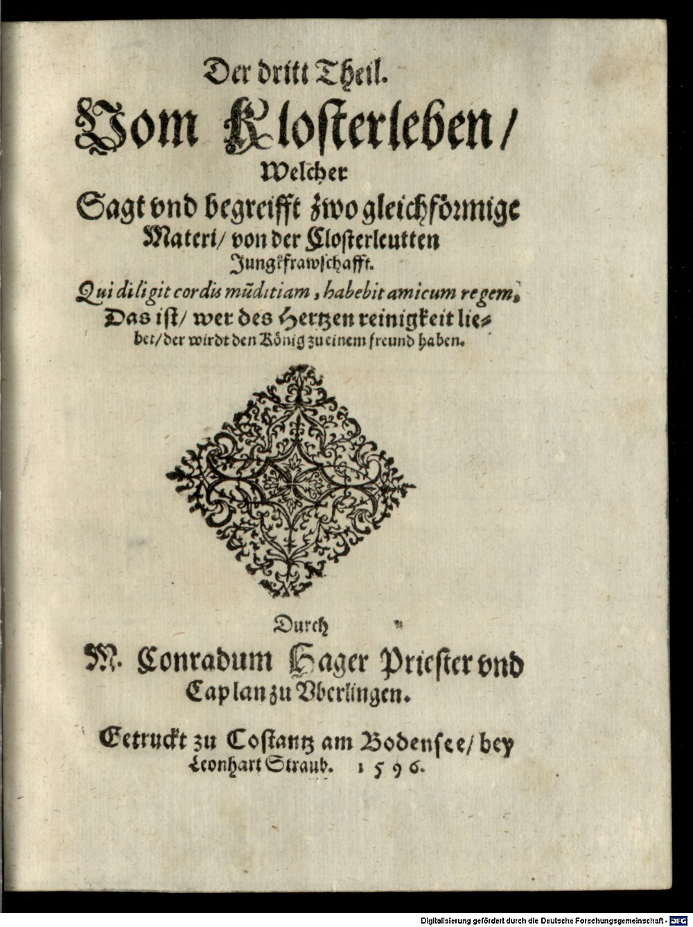 Hager, Conrad: Vom Kloster Leben Constantz am Bodensee (1596) (4 Asc. 435-1/4#3)
