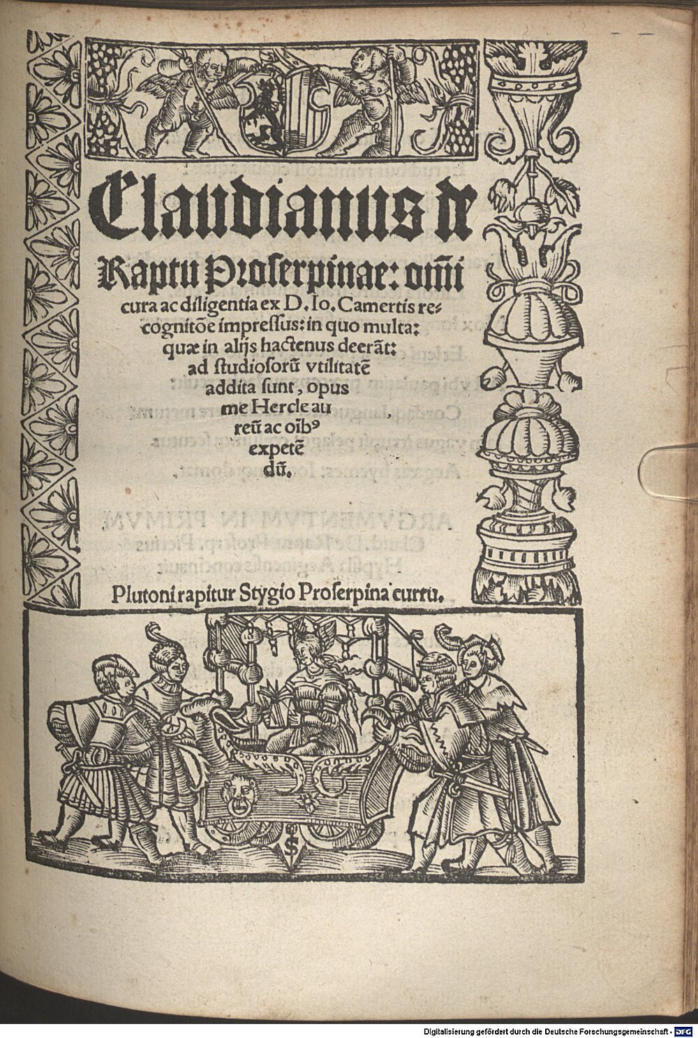 Claudianus, Claudius: De raptu Proserpinae Lipsia 1518 (4 A.lat.b. 553#Beibd.2)
