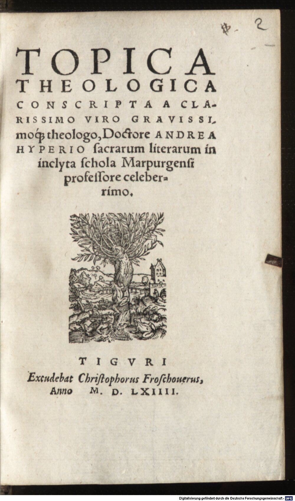 Hyperius, Andreas: Topica Theologica Tigurum 1564 (Asc. 2486#Beibd.2)