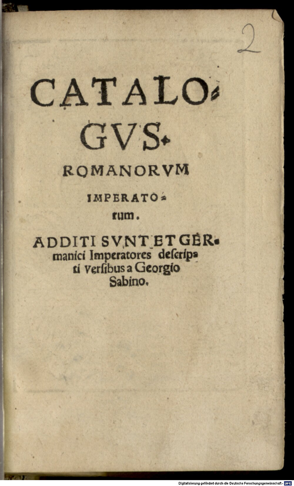 Sabinus, Georg: Catalogus romanorum Imperatorum Vitembergae 1543 (A.lat.b. 1891#Beibd.2)