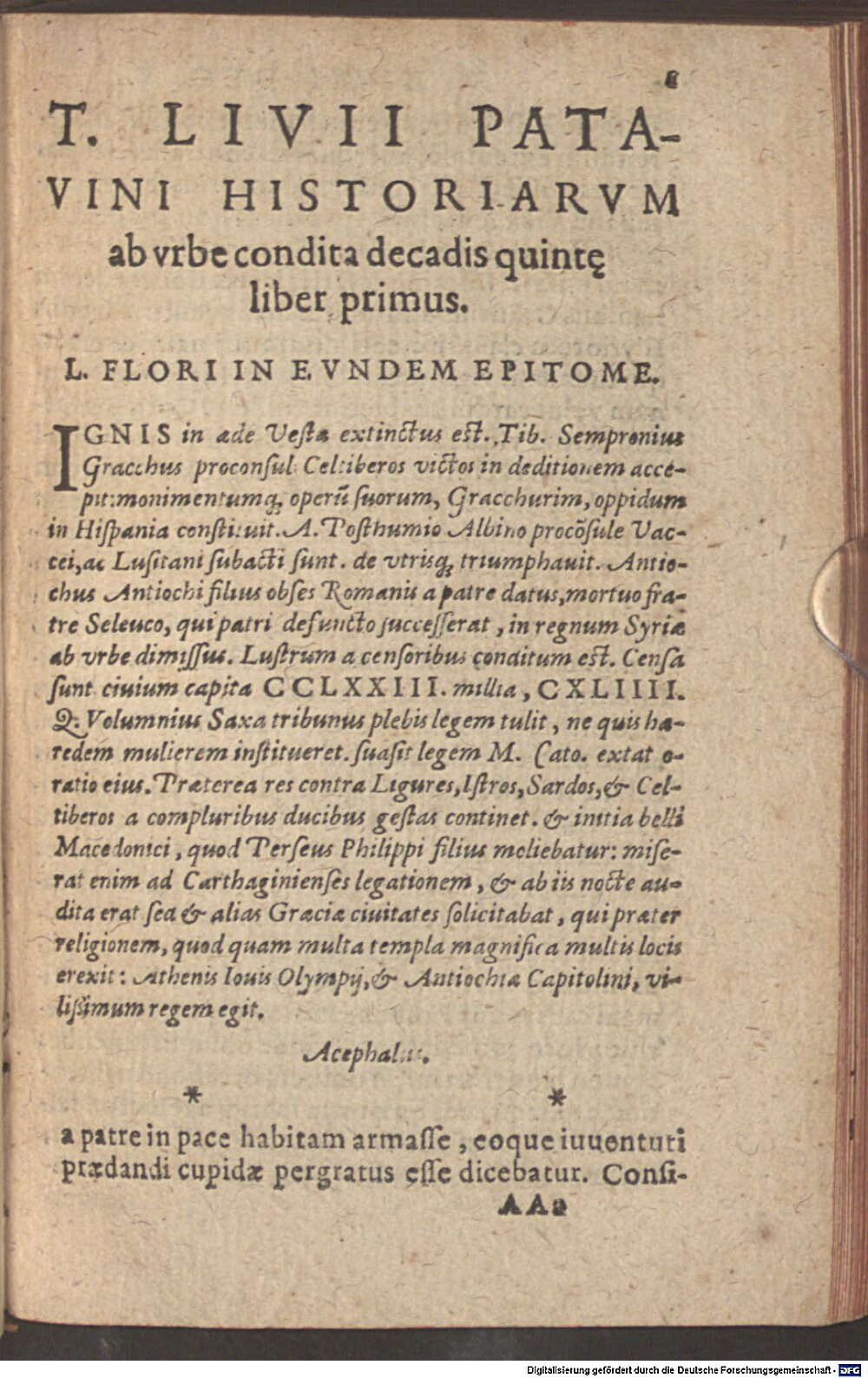 Livius, Titus: T. Livii Patavini, Historicorum Romanorum Longe Uberrimi, Et Facile principis libri omnes, quotquot ad nos pervenere Francofurdi 1588 (A.lat.b. 1226-4/5#2)