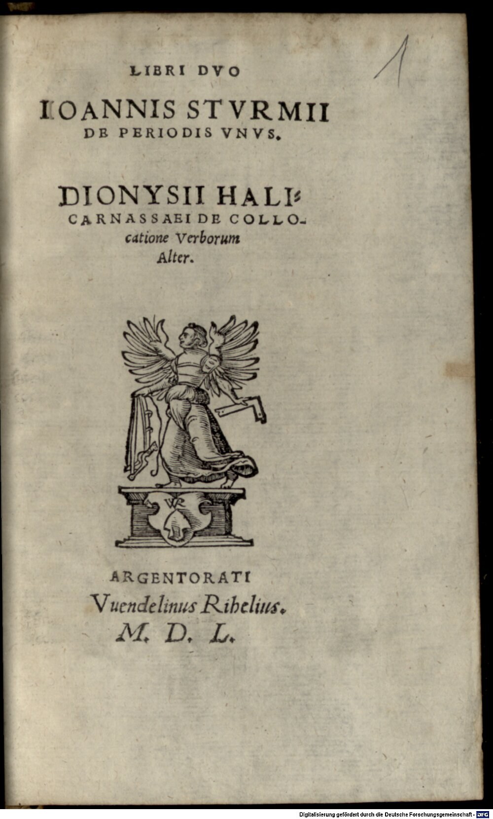 Dionysius <Halicarnassensis>: Libri duo Argentor. 1550 (A.lat.b. 1520#Beibd.1)