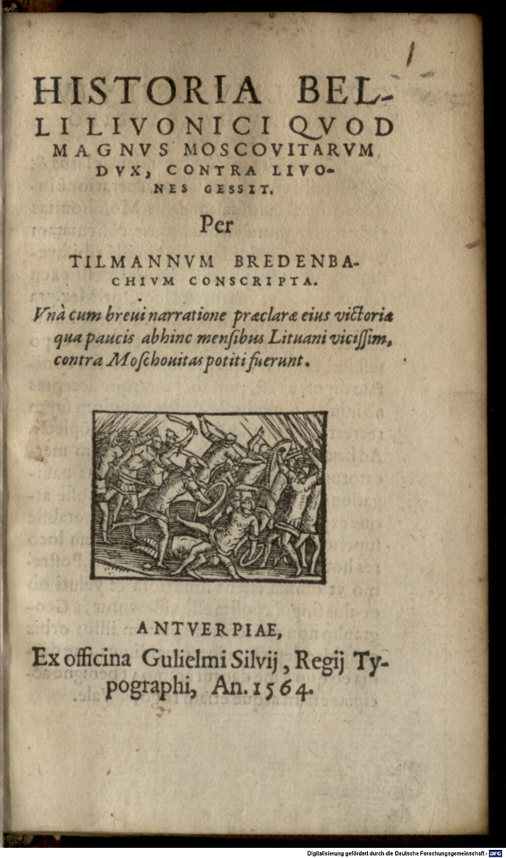 Bredenbach, Tilmann: Historia belli Livonici 1558 Antverpia 1564 (A.lat.b. 1024#Beibd.1)