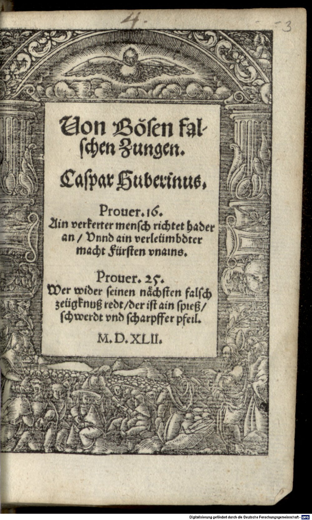 Huberinus, Caspar: Von Bösen falschen Zungen Augspurg 1542 (Polem. 1347#Beibd.3)