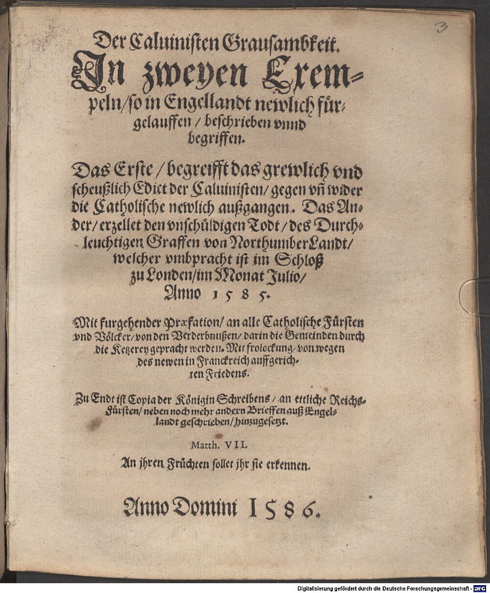 : Der Calvinisten Grausambkeit S.l. 1586 (4 Polem. 156#Beibd.3)