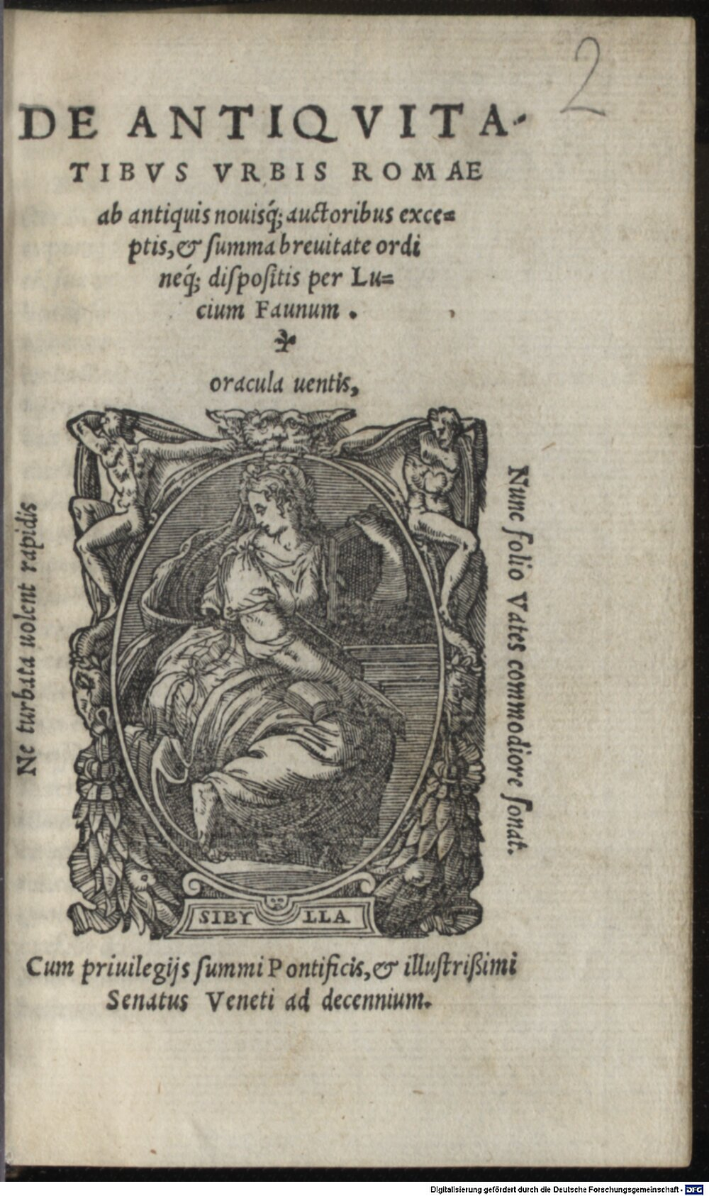 Fauno, Lucio: De Antiqvitatibvs Vrbis Romae Venetijs 1549 (A.lat.b. 740#Beibd.2)