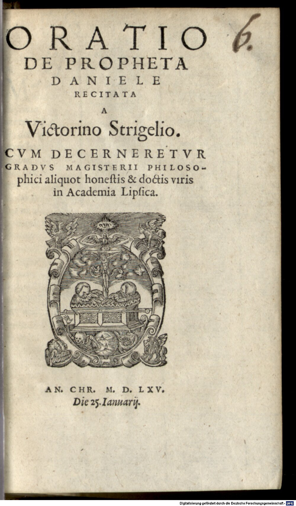Strigel, Victorinus: Oratio De Propheta Daniele Lipsiae 1565 (Asc. 1074#Beibd.6)