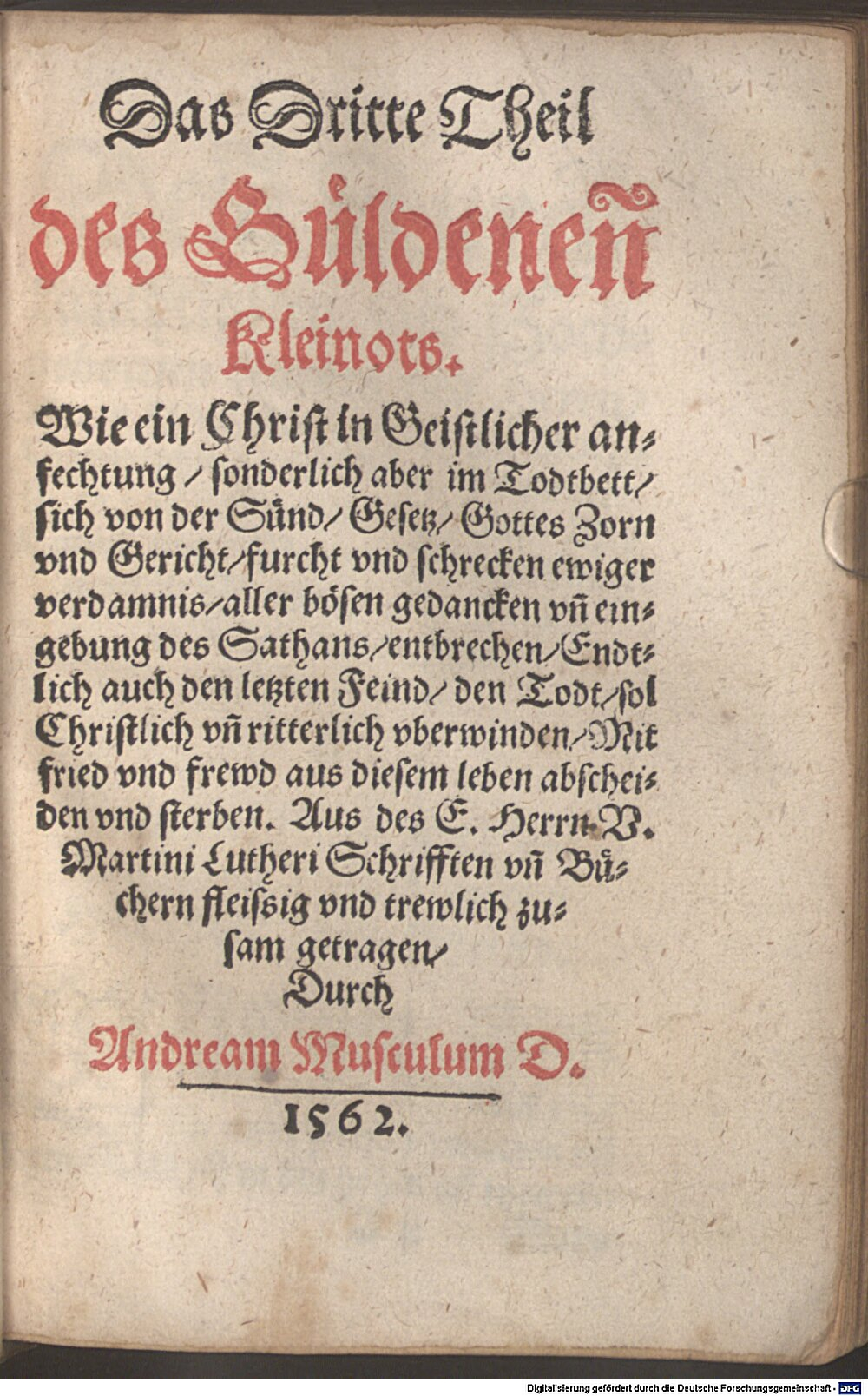 Luther, Martin: Das Güldene Kleinod Erffurdt (1562) (Asc. 3329-2/3#1)