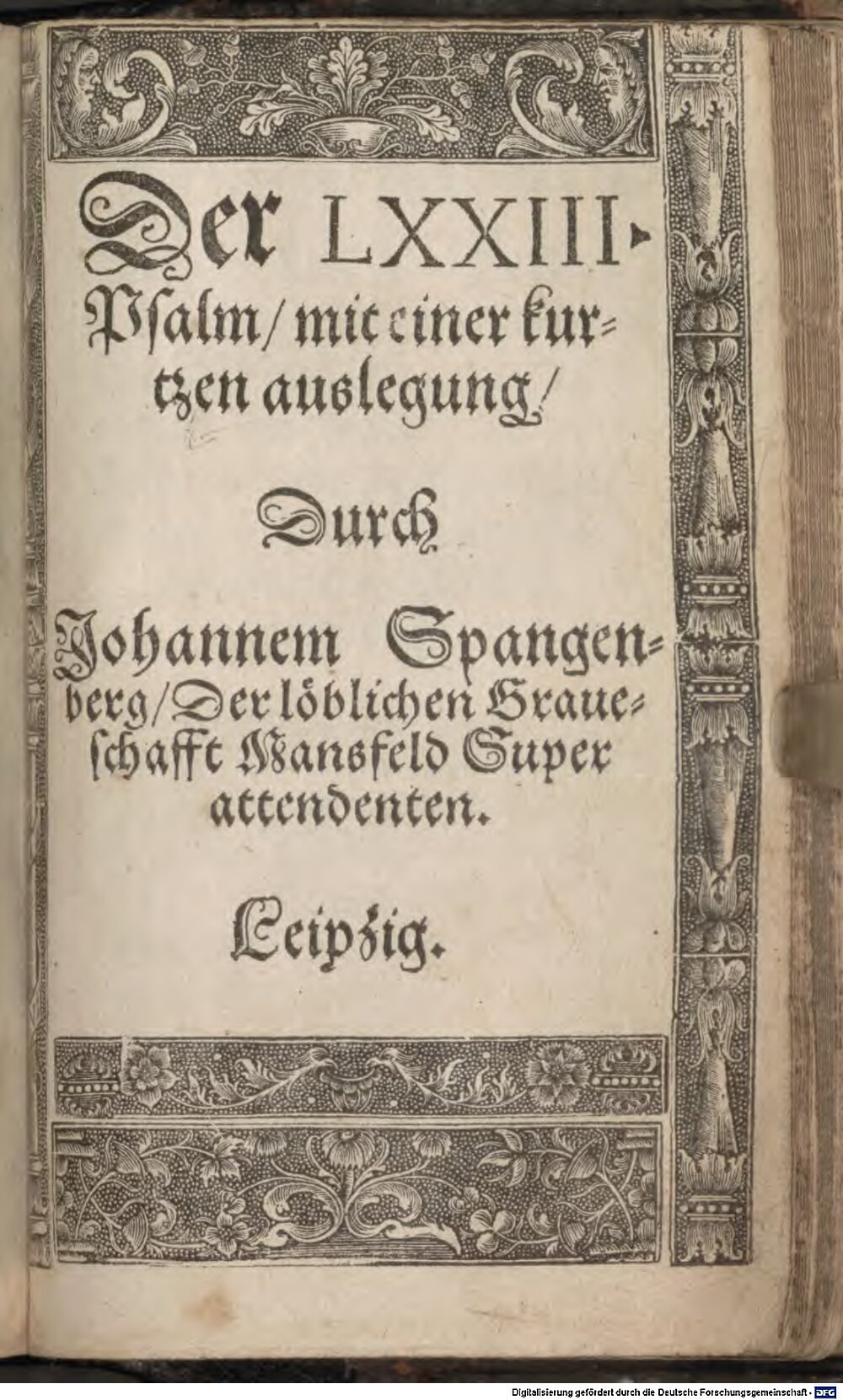 Spangenberg, Johann: Der LXXIII. Psalm Leipzig 1558 (Asc. 5558 e#Beibd.2)