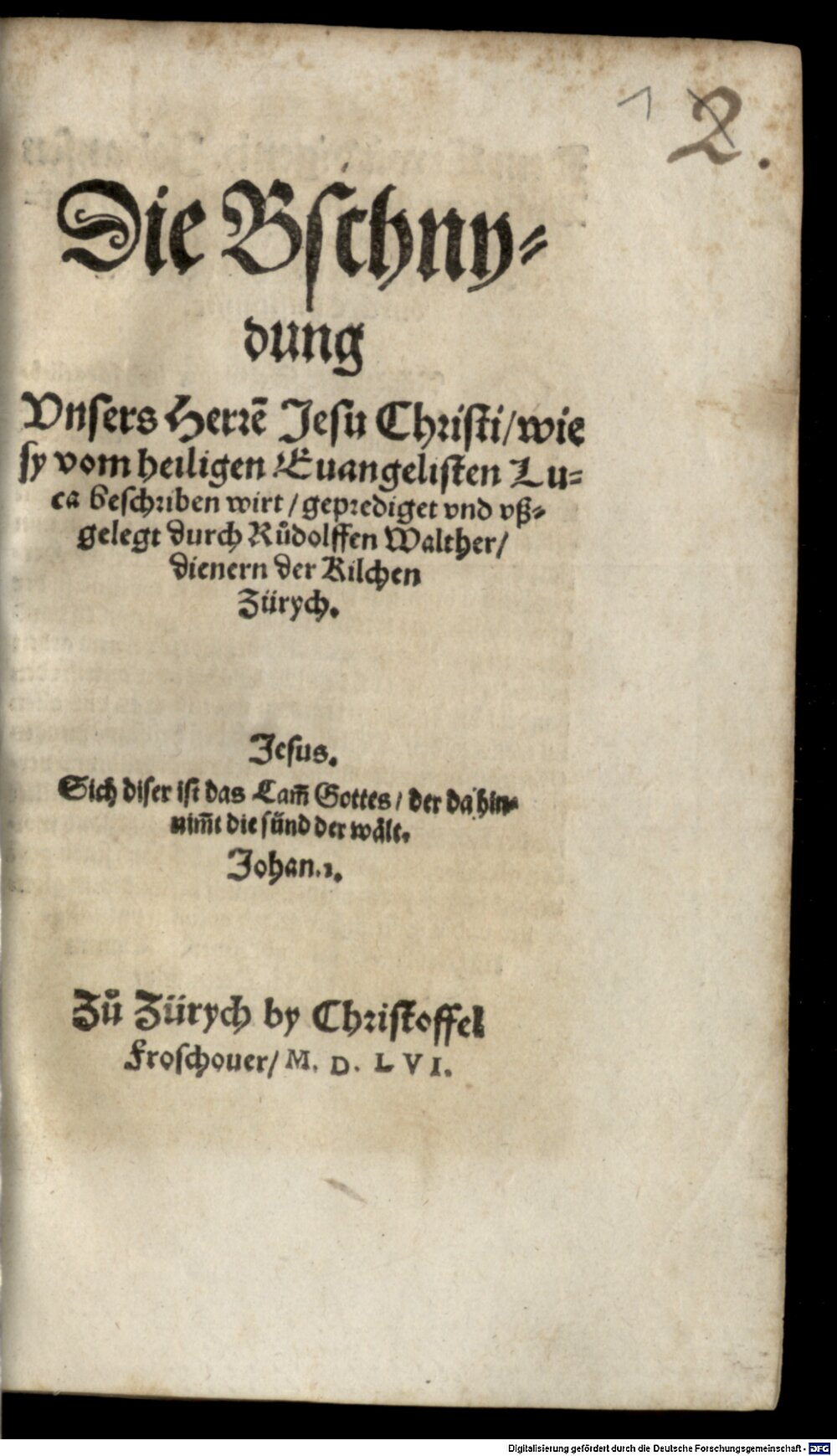 Gwalther, Rudolf: Die Beschneydung unsers H. Jesu Christi ... Zurich 1556 (Catech. 45#Beibd.1)