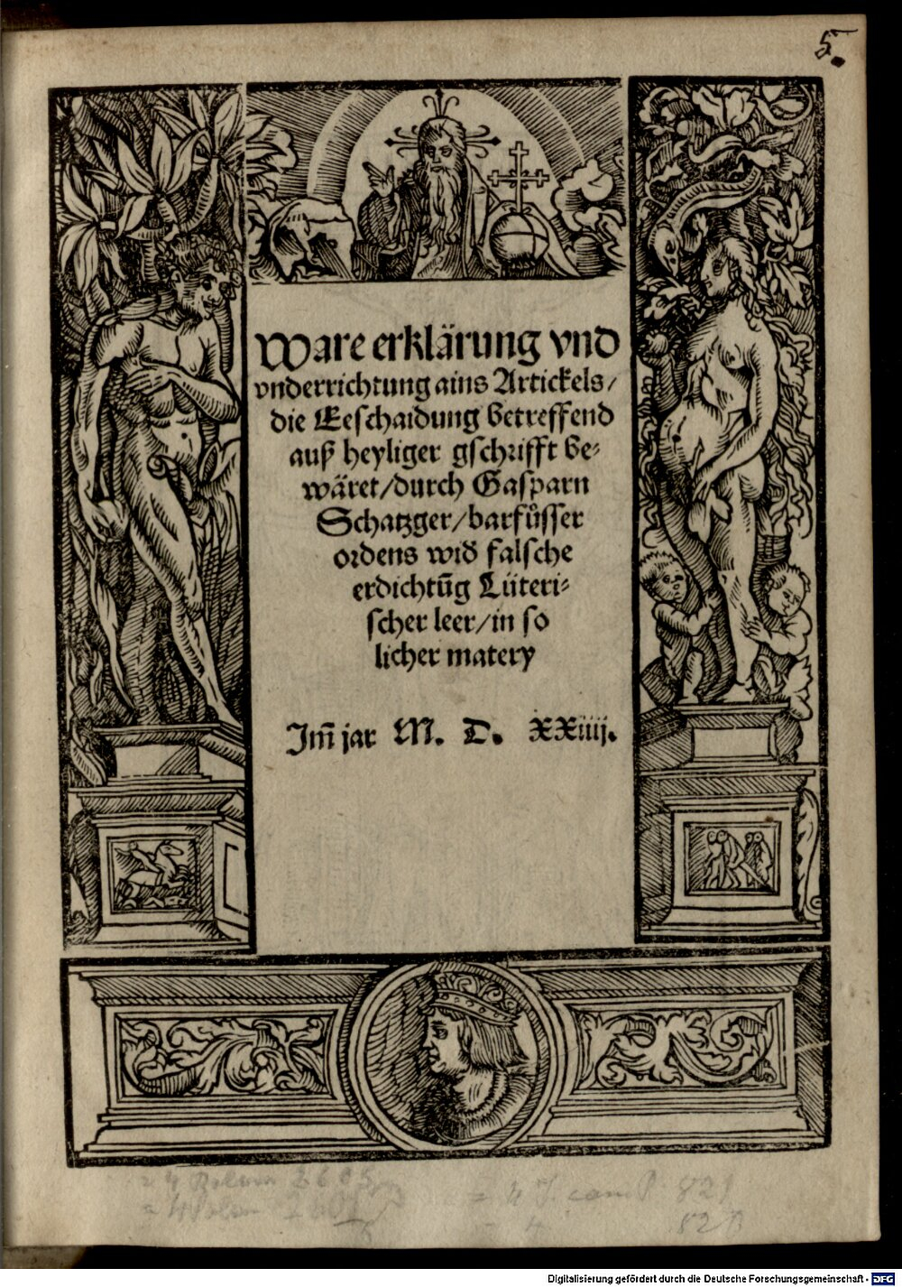 Schatzgeyer, Kaspar: Ware erklärung vnd vnderrichtung ains Artickels, die Eeschaidung betreffend München 1524 (4 Asc. 937#Beibd.4)