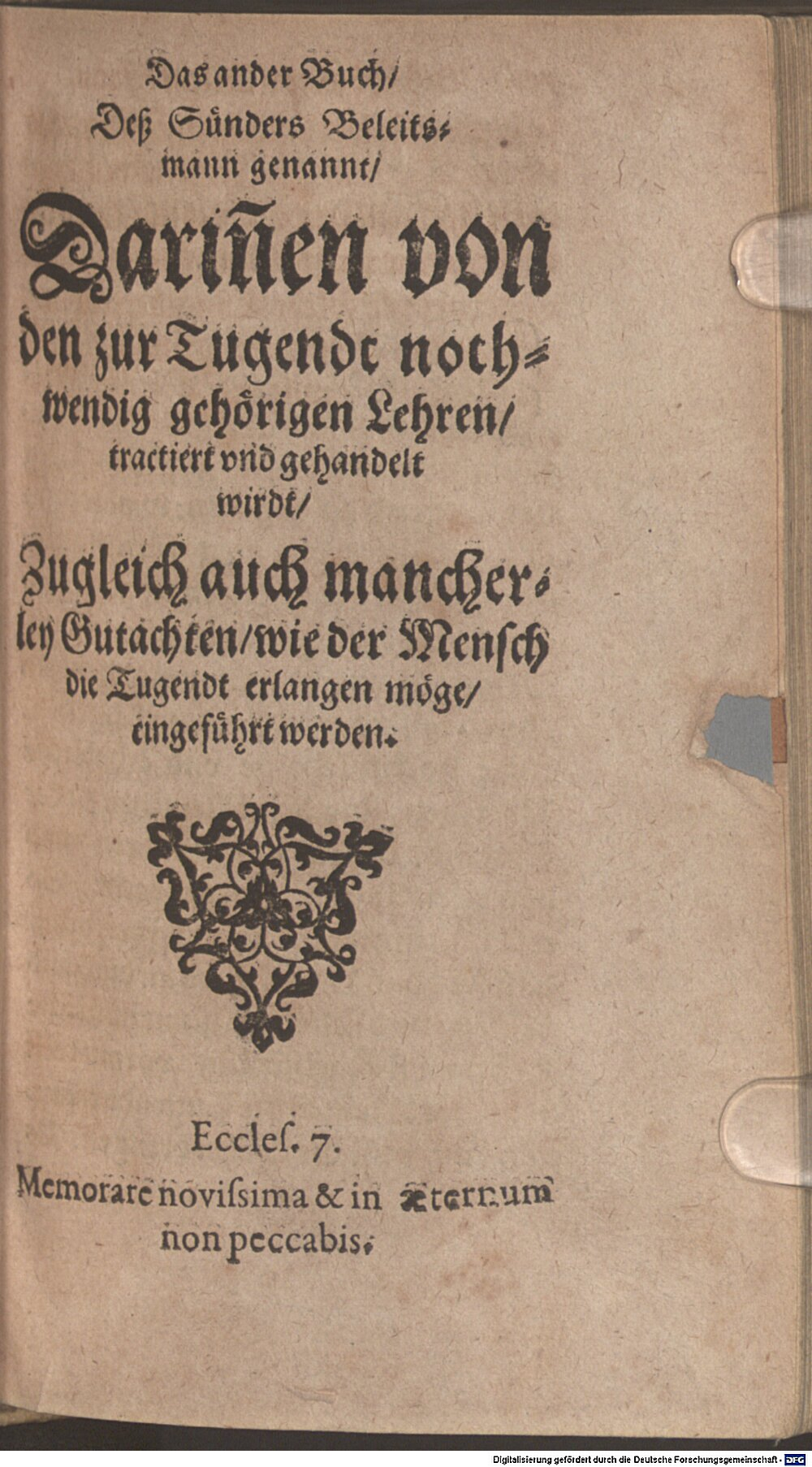 Luis <de Granada>: Dvx Peccatorvm, Das ist, Deß Sünders Beleytsmann Meyntz 1599 (Asc. 2149-2,1/2#1)