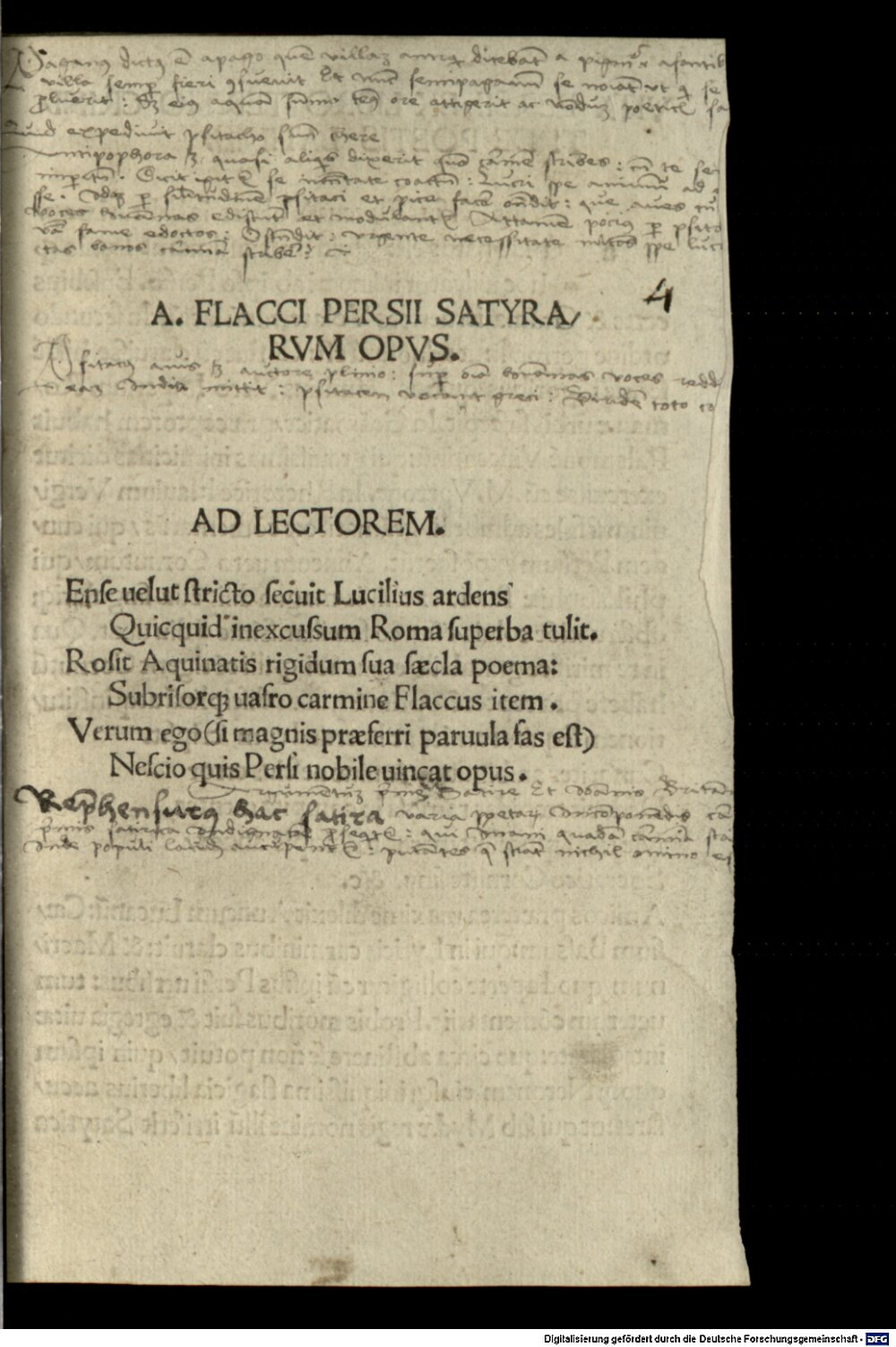Persius Flaccus, Aulus: Satyrae Vienna Panonia 1511 (4 Inc.c.a. 1856#Beibd.4)