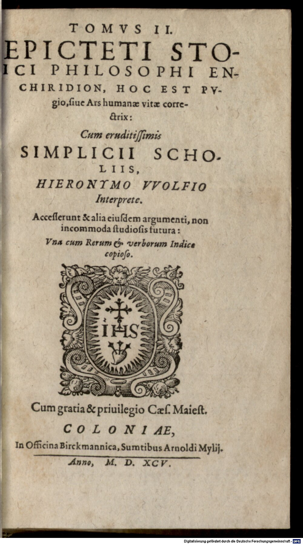 Epictetus: Encheiridion Colonia 1595 (A.gr.b. 1376-2)
