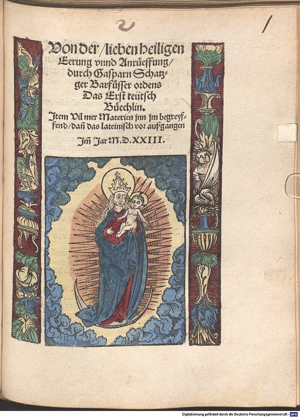 Schatzgeyer, Kaspar: Von der lieben heiligen Eerung vnnd Anrüeffung München 1523 (4 Polem. 670#Beibd.1)