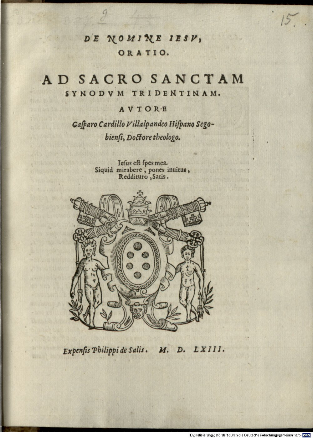 Cardillo de Villalpando, Gaspar: De Nomine Iesv, Oratio ad S. Synodum Tridentinam Brixia 1563 (4 Conc. 268 b,15)