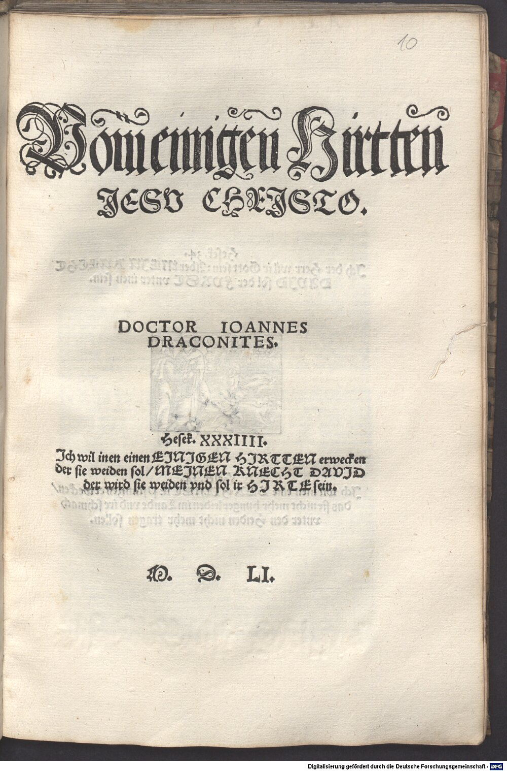 Draconites, Johannes: Vom einigen Hirtten Jesu Christo Lübeck 1551 (Res/4 Hom. 2404 o#Beibd.10)