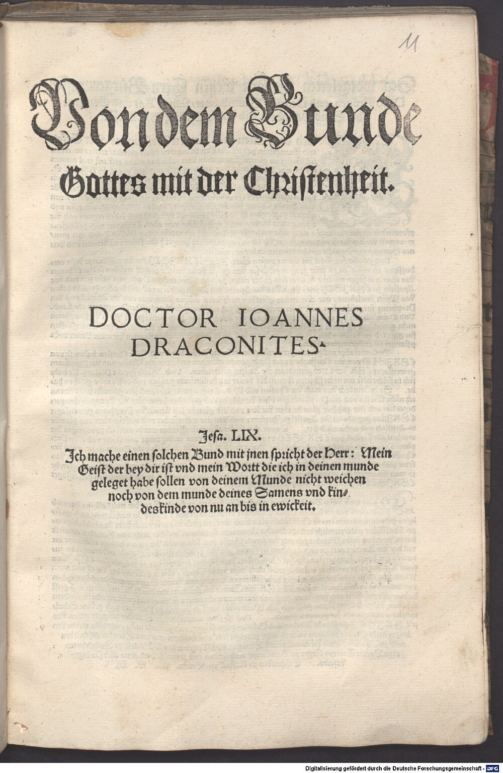 Draconites, Johannes: Von dem Bunde Gottes mit der Christenheit Rostock 1552 (Res/4 Hom. 2404 o#Beibd.11)