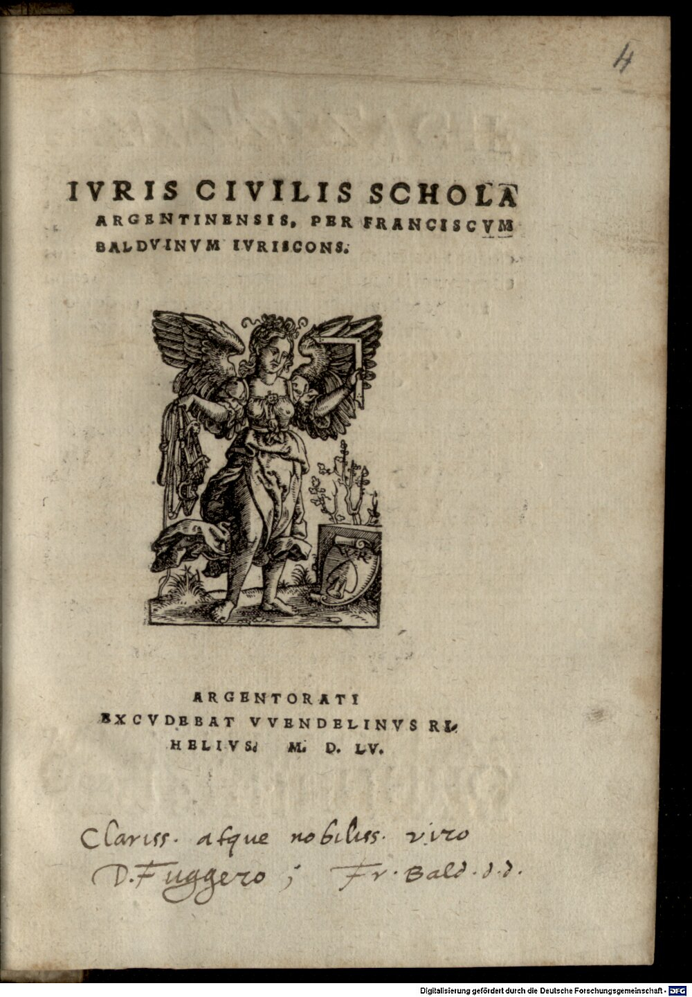 Baudouin, François: Ivris Civilis Schola Argentinensis Argentorati 1555 (Res/4 J.can.u. 93#Beibd.4)