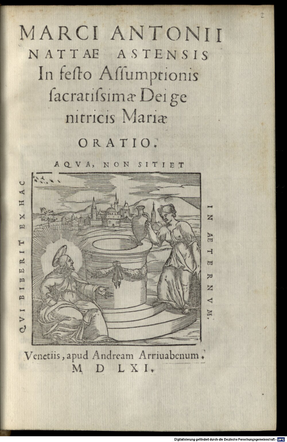 Natta, Marco Antonio: In festo assumtionis dei genitricis Mariae Oratio Venetia 1561 (Res/4 J.can.p. 930#Beibd.2)