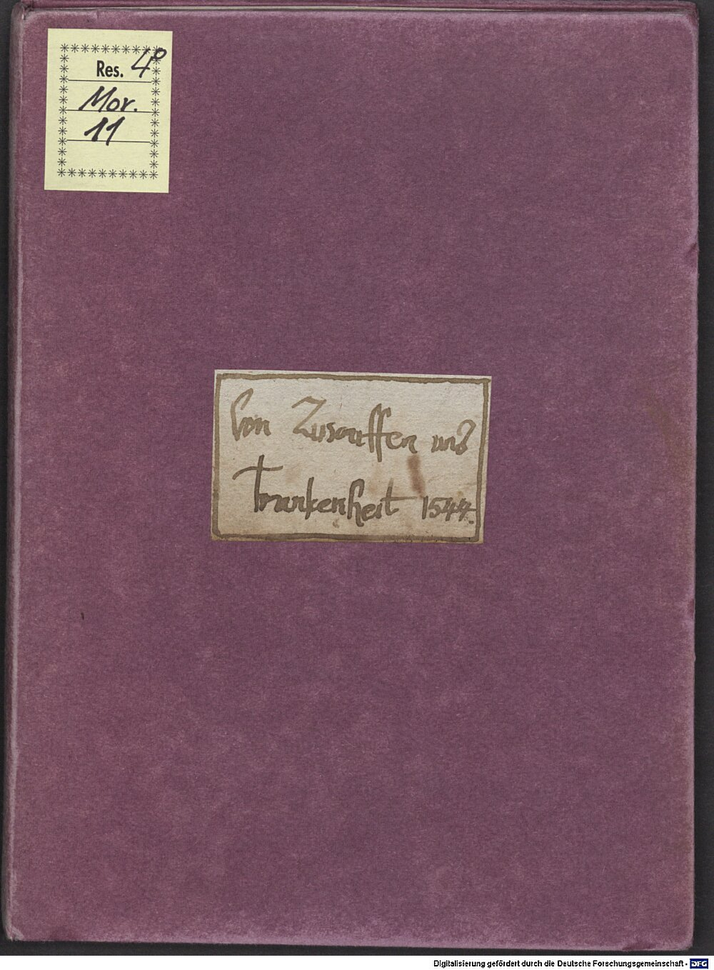 Basilius <Caesariensis>: Von Zusauffen vnd Trunckenheit Franckfurt am Mayn 1544 (Res/4 Mor. 11)