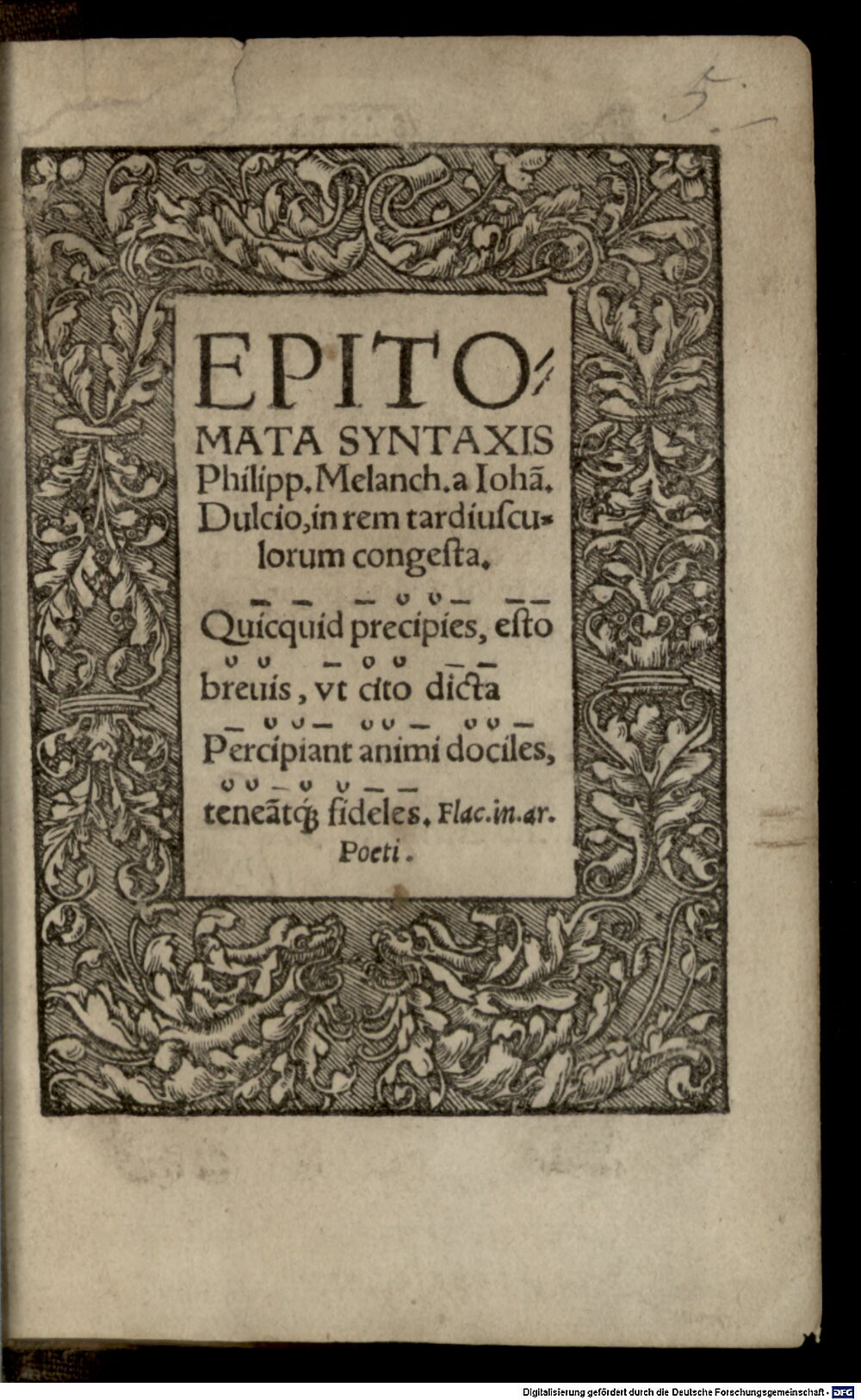 Dolz, Juan: Epitomata Syxtaxis Phil. Melanchtonis Lipsiae 1533 (Res/Enc. 2#Beibd.5)