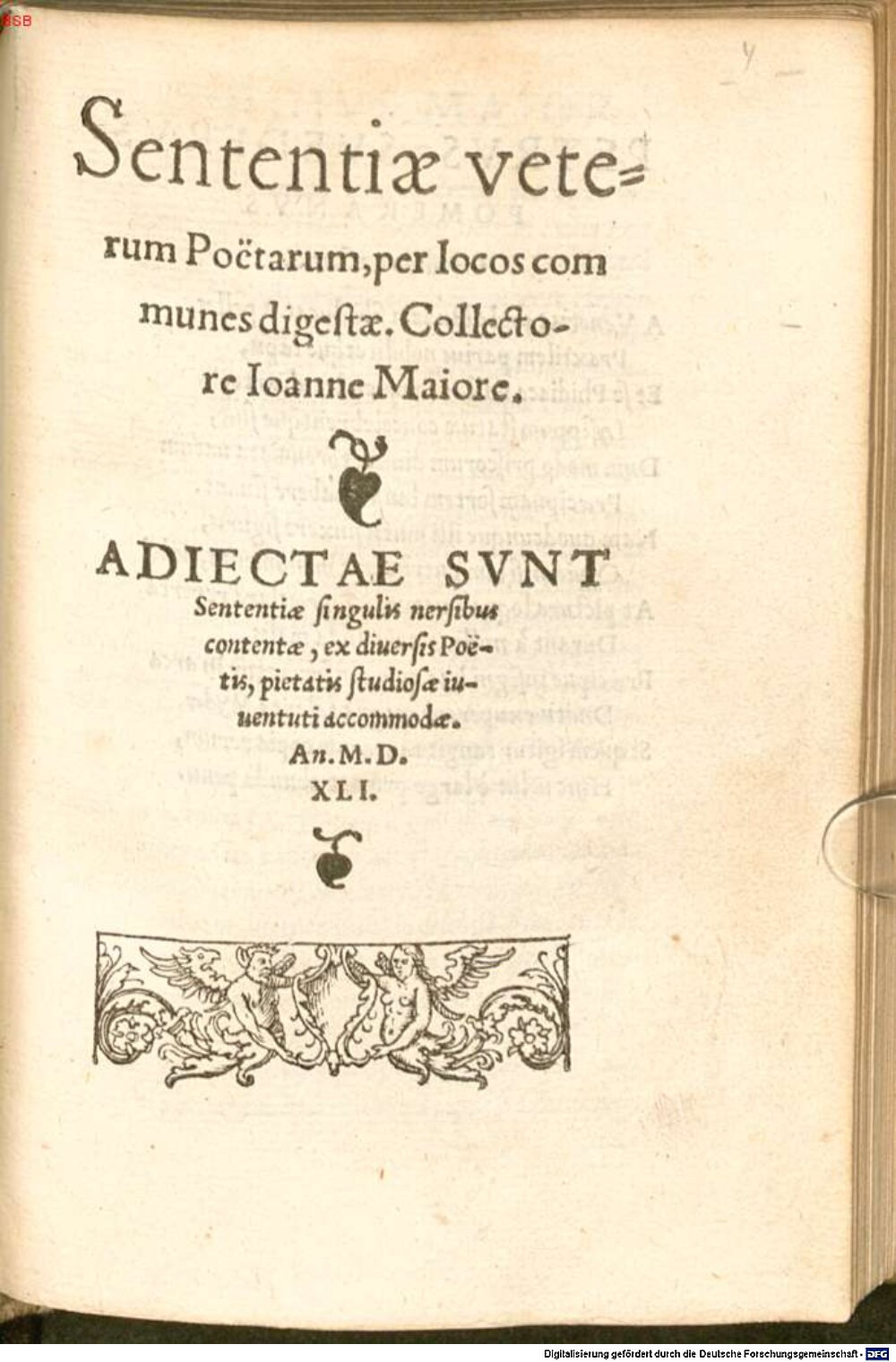 Maior, Georg: Sententiae veterum poetarum per locos communes digestae Antverpiae 1541 (Res/L.lat. 532#Beibd.4)
