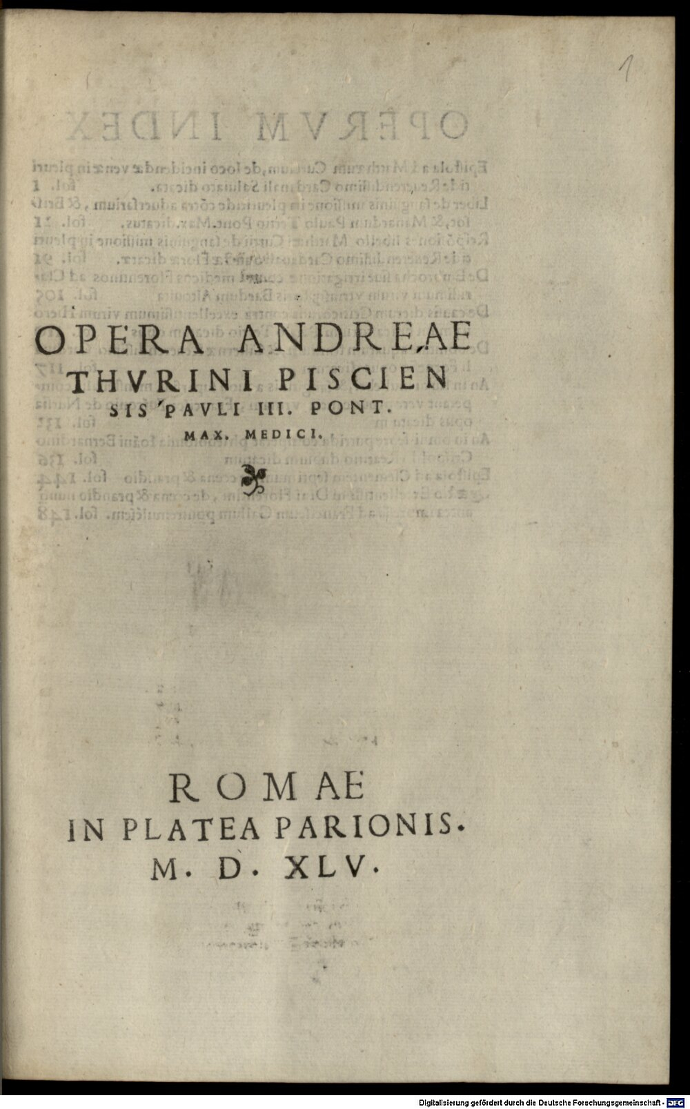Turini, Andrea: Opera medica Roma 1545 (2 A.lat.b. 559 o#Beibd.1)
