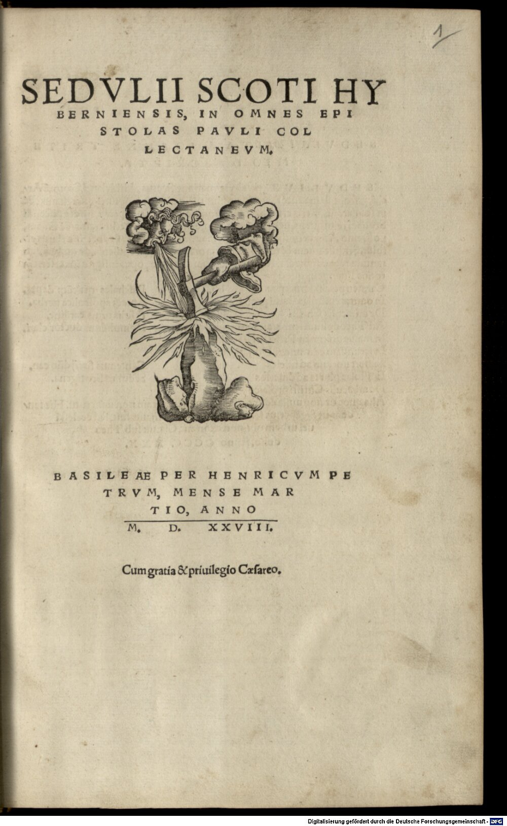 Sedulius <Scotus>: Sedvlii Scoti Hyberniensis, In Omnes Epistolas Pavli Collectanevm Basileae 1528 (Res/2 A.lat.a. 242#Beibd.1)
